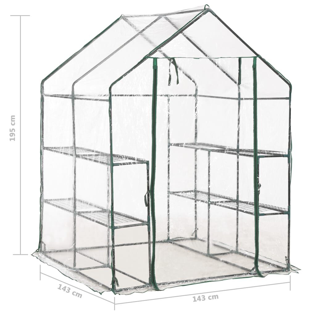 vidaXL Θερμοκήπιο με 8 Ράφια 143 x 143 x 195 εκ.