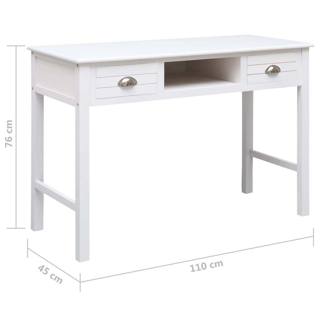 vidaXL Γραφείο Λευκό 110 x 45 x 76 εκ. Ξύλινο