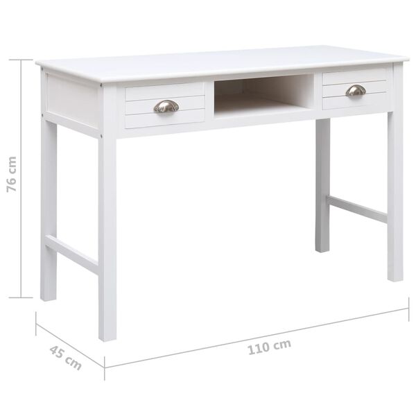 vidaXL Γραφείο Λευκό 110 x 45 x 76 εκ. Ξύλινο