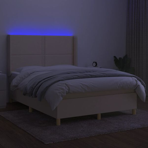 vidaXL &Kappa;&rho;&epsilon;&beta;ά&tau;&iota; Boxspring &mu;&epsilon; &Sigma;&tau;&rho;ώ&mu;&alpha; & LED &Kappa;&rho;&epsilon;&mu; 140x200 &epsilon;&kappa;. &Upsilon;&phi;&alpha;&sigma;&mu;ά&tau;&iota;&nu;&omicron;