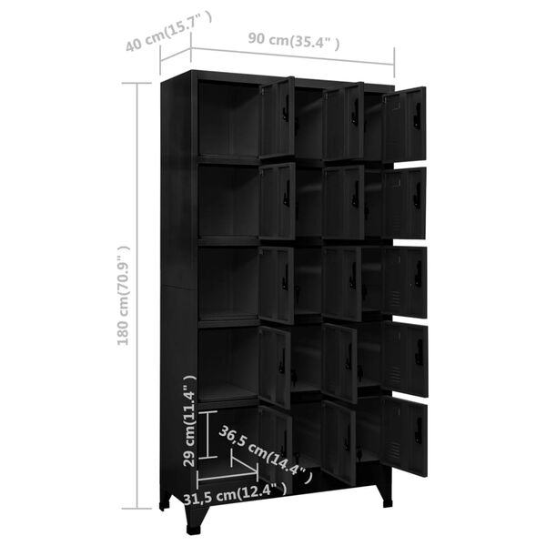 vidaXL Φοριαμός Μαύρος 90 x 40 x 180 εκ. Ατσάλινος