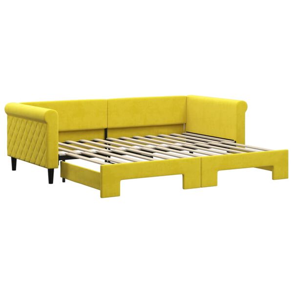 vidaXL Καναπές Κρεβάτι Συρόμενος Κίτρινος 90 x 200 εκ. Βελούδινος