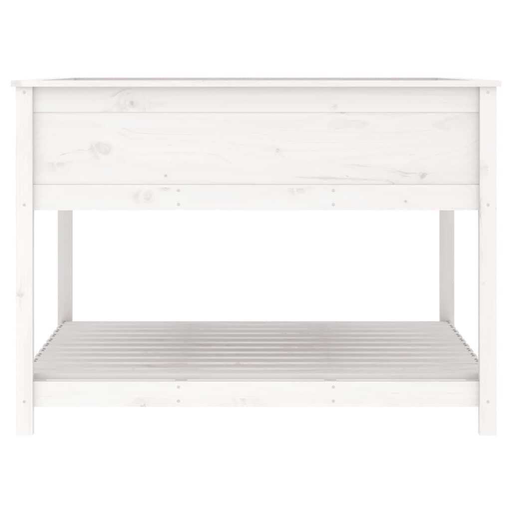vidaXL Ζαρντινιέρα με Ράφι Λευκή 111,5x111,5x81 εκ. Μασίφ Ξύλο Πεύκου