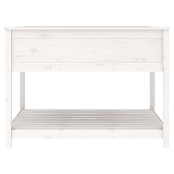 vidaXL Ζαρντινιέρα με Ράφι Λευκή 111,5x111,5x81 εκ. Μασίφ Ξύλο Πεύκου