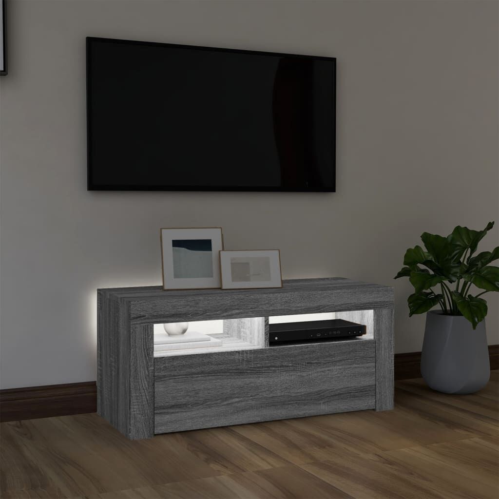 vidaXL Έπιπλο Τηλεόρασης με LED Γκρι Sonoma 90x35x40 εκ.