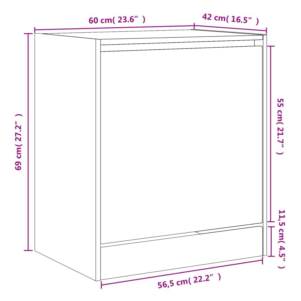 vidaXL Παπουτσοθήκη Καπνιστή Δρυς 60x42x69 εκ. από Επεξεργ. Ξύλο
