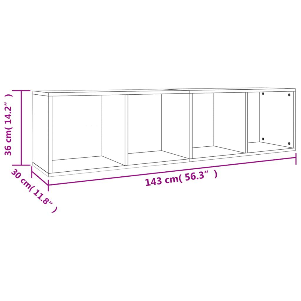 vidaXL Βιβλιοθήκη/Έπιπλο TV Γκρι Σκυροδέματος 36x30x143 εκ Επεξ. Ξύλο
