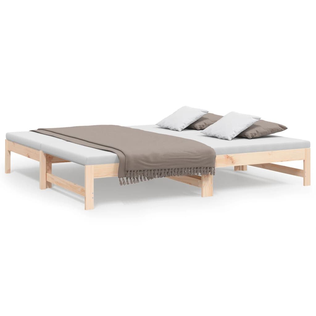 vidaXL Καναπές Κρεβάτι Συρόμενος 2x(90x190) εκ. Μασίφ Ξύλο Πεύκου