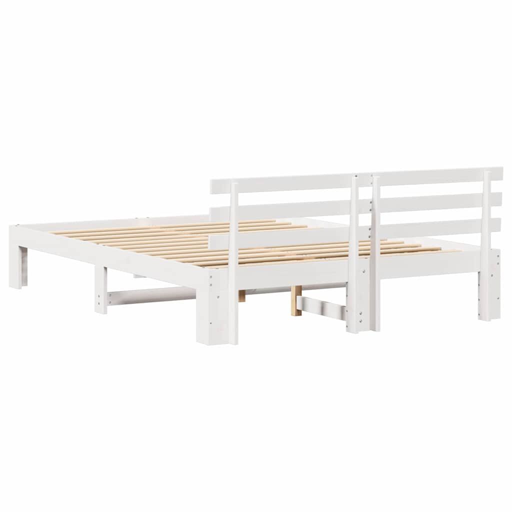 vidaXL Σκελετός Κρεβατιού Λευκό 140 x 200 cm Μασίφ ξύλο πεύκου