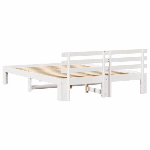 vidaXL Σκελετός Κρεβατιού Λευκό 140 x 200 cm Μασίφ ξύλο πεύκου