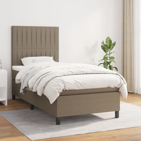 vidaXL &Kappa;&rho;&epsilon;&beta;ά&tau;&iota; Boxspring &mu;&epsilon; &Sigma;&tau;&rho;ώ&mu;&alpha; Taupe 100 x 200 &epsilon;&kappa;. &Upsilon;&phi;&alpha;&sigma;&mu;ά&tau;&iota;&nu;&omicron;
