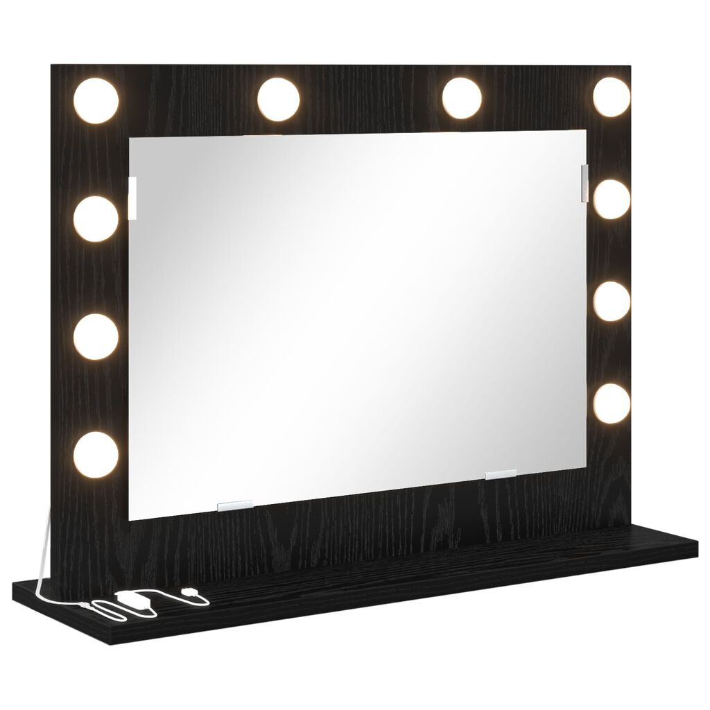vidaXL Καθρέφτης Vanity με Φώτα LED Μαύρη Δρυς 60x45x18 εκ.