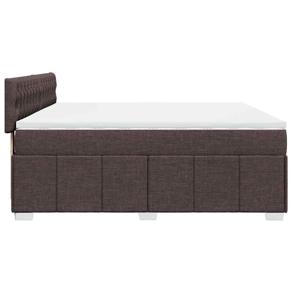 vidaXL Κρεβάτι Boxspring με Στρώμα Σκούρο Καφέ 200x200 εκ. Υφασμάτινο