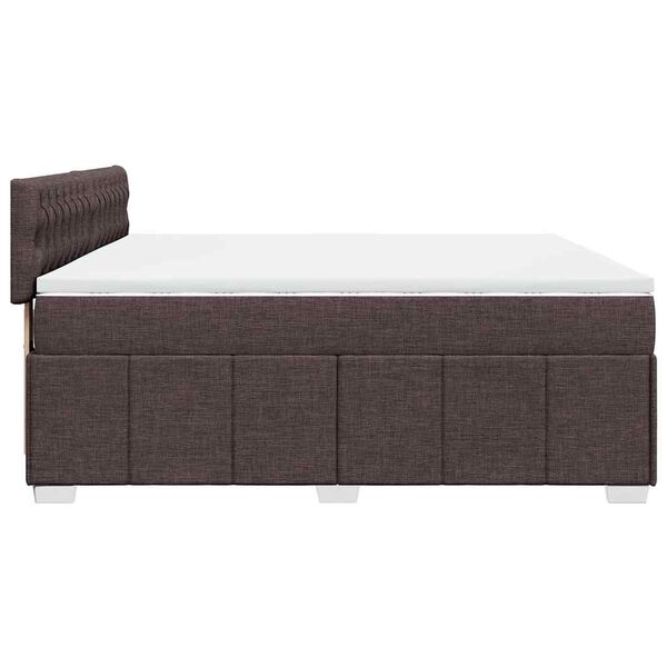 vidaXL Κρεβάτι Boxspring με Στρώμα Σκούρο Καφέ 200x200 εκ. Υφασμάτινο