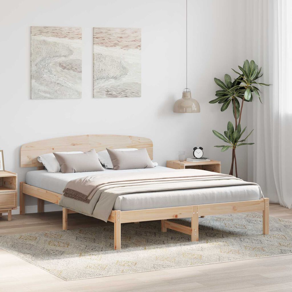 vidaXL Κρεβάτι με Κεφαλάρι 150x200 εκ Μασίφ Ξύλο Πεύκο