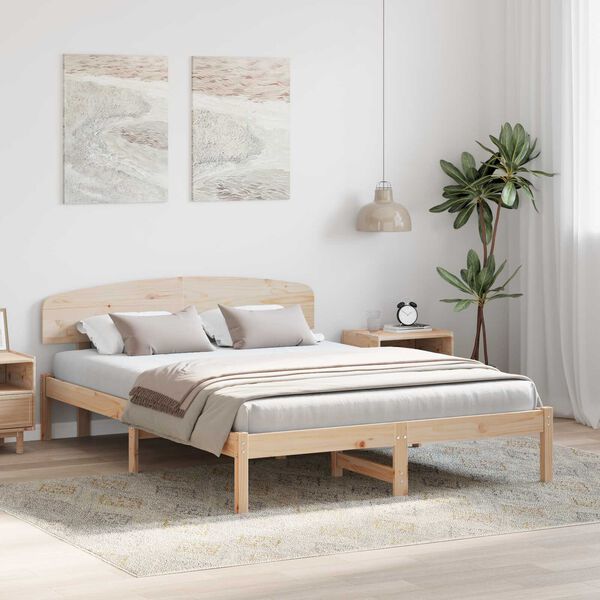vidaXL Κρεβάτι με Κεφαλάρι 150x200 εκ Μασίφ Ξύλο Πεύκο