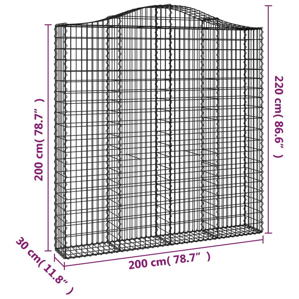 vidaXL Συρματοκιβώτιο Τοξωτό 200x30x200/220εκ. από Γαλβανισμένο Χάλυβα