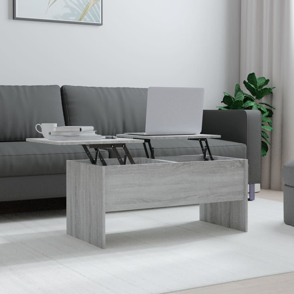 vidaXL Τραπεζάκι Σαλονιού ΓκριSonoma102x50,5x46,5εκ.Επεξεργασμένο Ξύλο