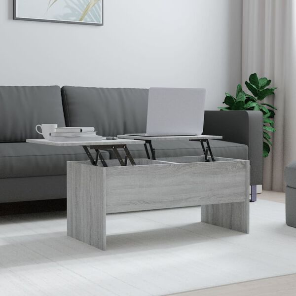 vidaXL Τραπεζάκι Σαλονιού ΓκριSonoma102x50,5x46,5εκ.Επεξεργασμένο Ξύλο