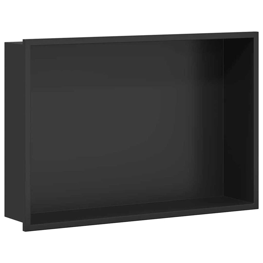 vidaXL Νίτσα Μπάνιου Μαύρο 45 x 30 x 9.5 εκ. Ανοξείδωτο ατσάλι