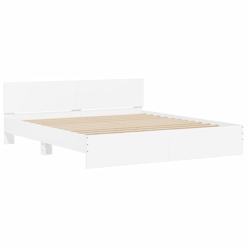 vidaXL Πλαίσιο Κρεβατιού με Κεφαλάρι/LED Λευκό 180x200 εκ