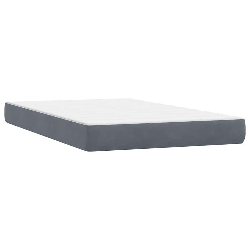 vidaXL Κρεβάτι Boxspring με Στρώμα Σκούρο Γκρι 120x210 εκ. Βελούδινο