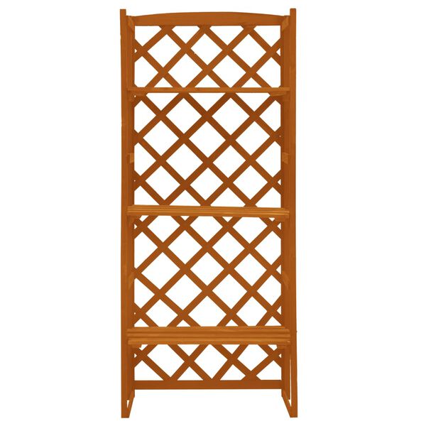 vidaXL Βάση Φυτών με Καφασωτό Πορτοκαλί 60x30x140 εκ Μασίφ Ξύλο Ελάτης
