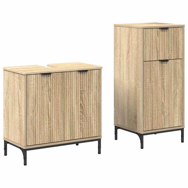 vidaXL Σετ Επίπλων Μπάνιου με ράφι 2 pcs Sonoma Δρυς 39.5 x 36 x 88 εκ