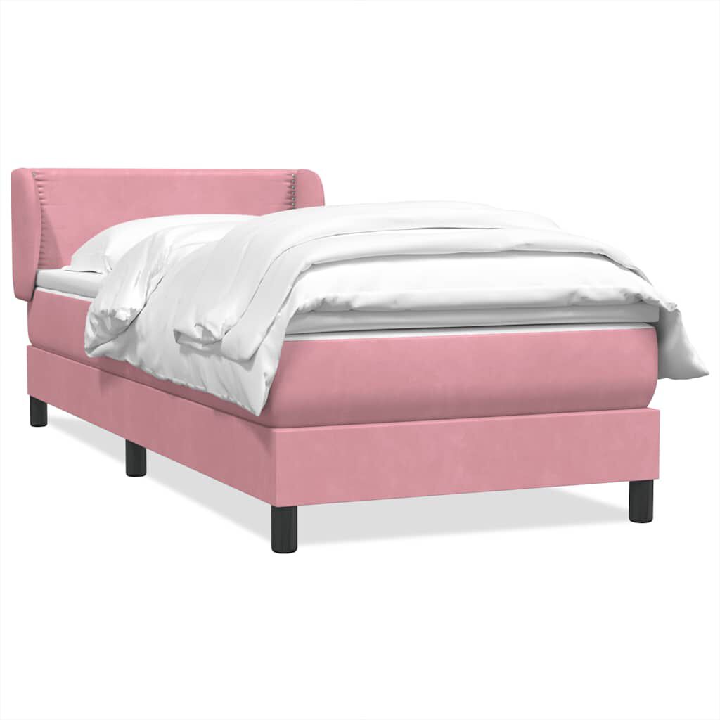 vidaXL Box Spring κρεβάτι με στρώμα ροζ 100x220 cm Βελούδινο