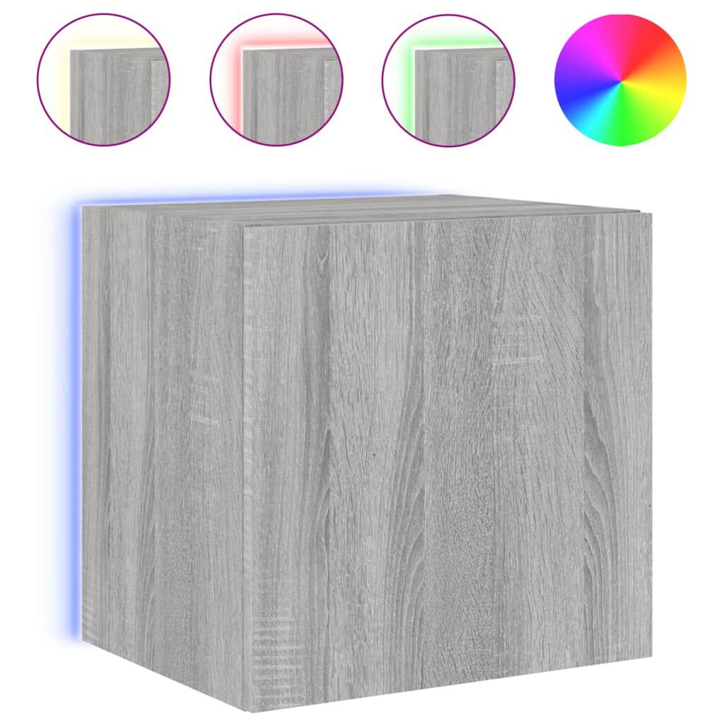 vidaXL Έπιπλο Τοίχου Τηλεόρασης με LED Γκρι Sonoma 40,5x35x40 εκ.