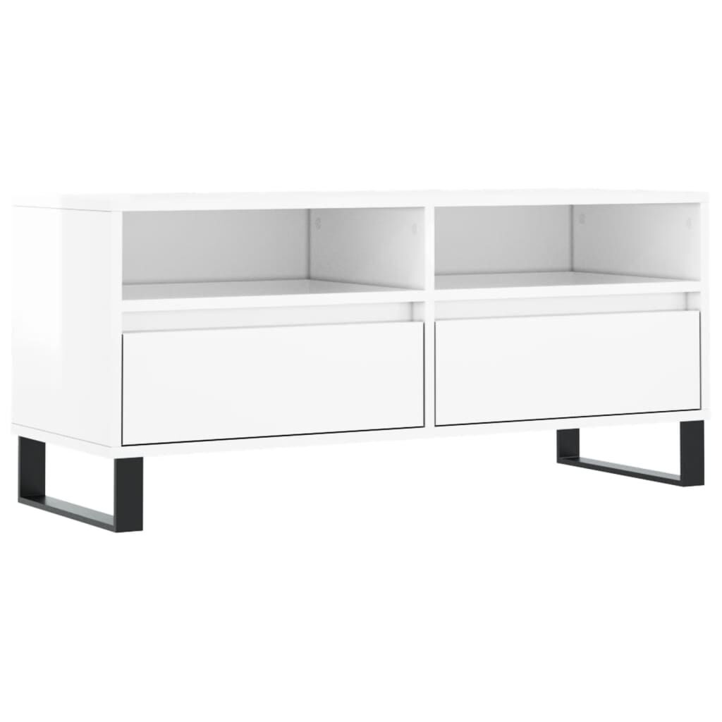 vidaXL Έπιπλο Τηλεόρασης Γυαλ. Λευκό 100x34,5x44,5 εκ. Επεξεργ. Ξύλο