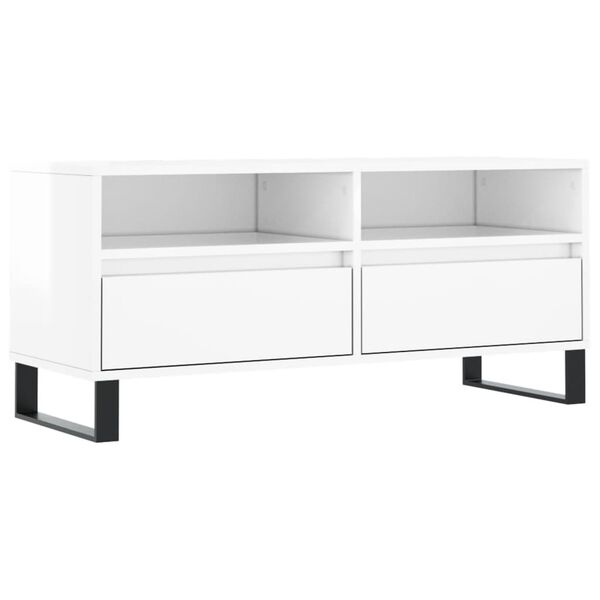 vidaXL Έπιπλο Τηλεόρασης Γυαλ. Λευκό 100x34,5x44,5 εκ. Επεξεργ. Ξύλο