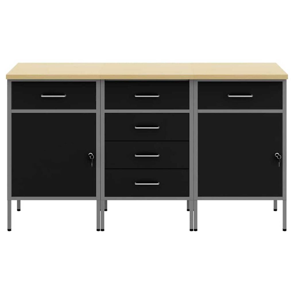 vidaXL Ντουλάπα Εργασίας 3 pcs Μαύρο και Γκρι 150 x 55 x 85 εκ