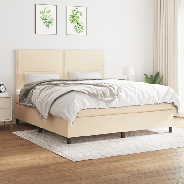 vidaXL &Kappa;&rho;&epsilon;&beta;ά&tau;&iota; Boxspring &mu;&epsilon; &Sigma;&tau;&rho;ώ&mu;&alpha; &Kappa;&rho;&epsilon;&mu; 180x200 &epsilon;&kappa;. &Upsilon;&phi;&alpha;&sigma;&mu;ά&tau;&iota;&nu;&omicron;