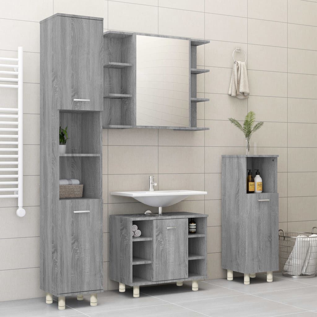 vidaXL Ντουλάπι Μπάνιου Γκρι Sonoma 30x30x95 εκ. Επεξεργασμένο Ξύλο