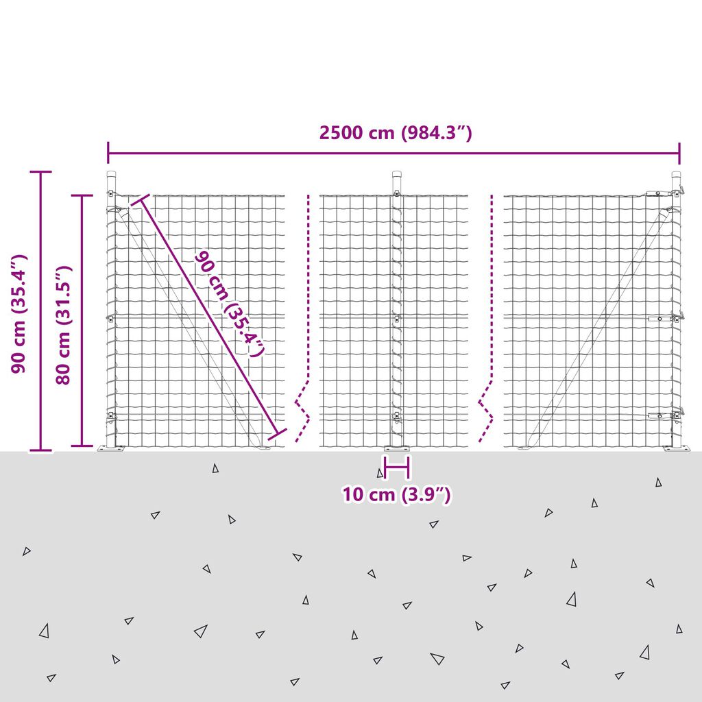 vidaXL Φράχτης με Στήλες. Πράσινο 0.8 x 25 m Ατσάλι