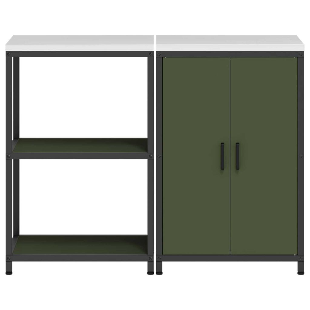 vidaXL Σετ Αποθήκευσης Κουζίνας 2 pcs Ελιά Πράσινη 120 x 50 x 92 εκ.