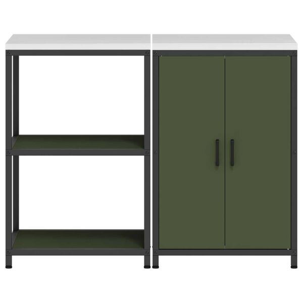 vidaXL Σετ Αποθήκευσης Κουζίνας 2 pcs Ελιά Πράσινη 120 x 50 x 92 εκ.