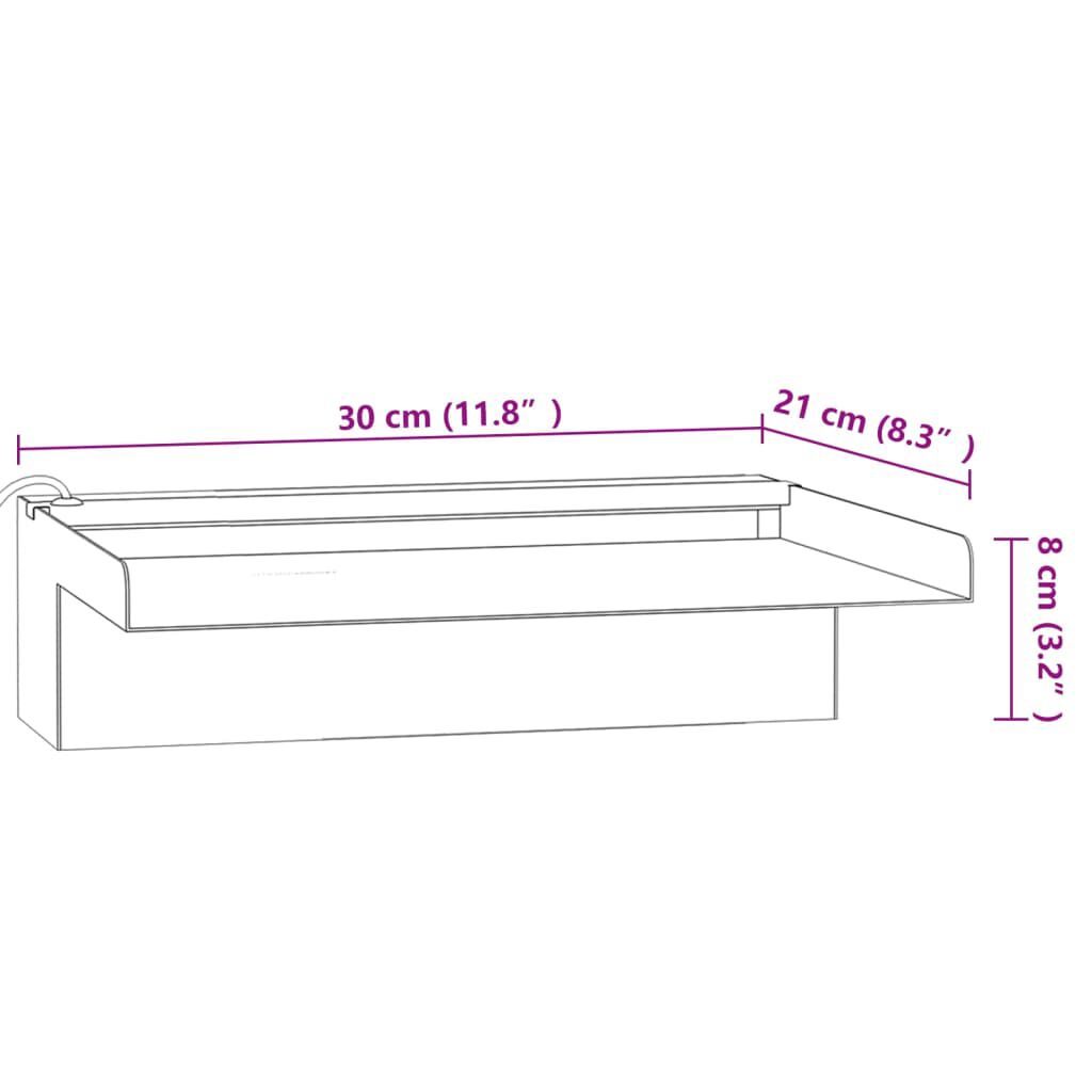 vidaXL Σιντριβάνι Καταρράκτης Πισίνας με RGB LED 30 εκ Ανοξειδ. Ατσάλι