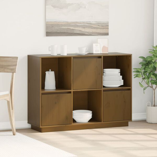 vidaXL Ντουλάπι Καφέ Μελί 110,5x35x80 εκ. από Μασίφ Ξύλο Πεύκου