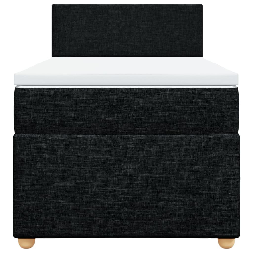vidaXL Κρεβάτι Boxspring με Στρώμα Μαύρο Single Υφασμάτινα