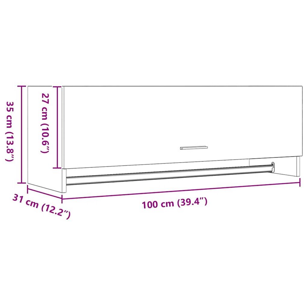 vidaXL Ντουλάπι με πόρτα Μαύρο 100 x 32.5 x 35 cm Επεξεργασμένο ξύλο