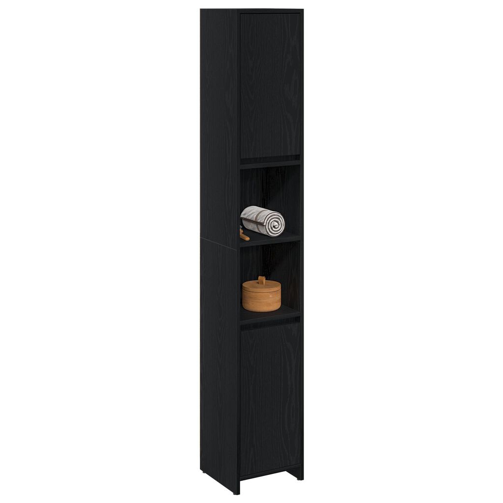 vidaXL Ντουλάπι Μπάνιου Μαύρη Δρυς 30x30x183,5 εκ Επεξεργασμένο ξύλο