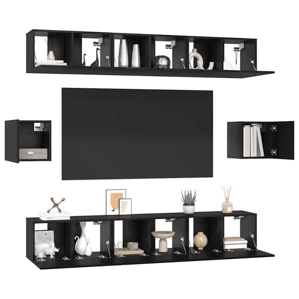 vidaXL Σετ επίπλου τηλεόρασης 8 pcs Μαύρη δρυς 60 x 30 x 30 cm