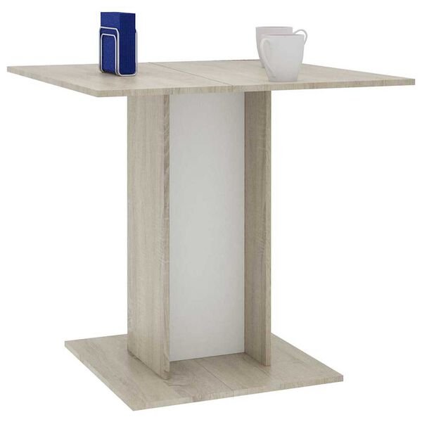 vidaXL Τραπεζαρία Λευκή / Sonoma Δρυς 80 x 80 x 75 εκ. από Μοριοσανίδα