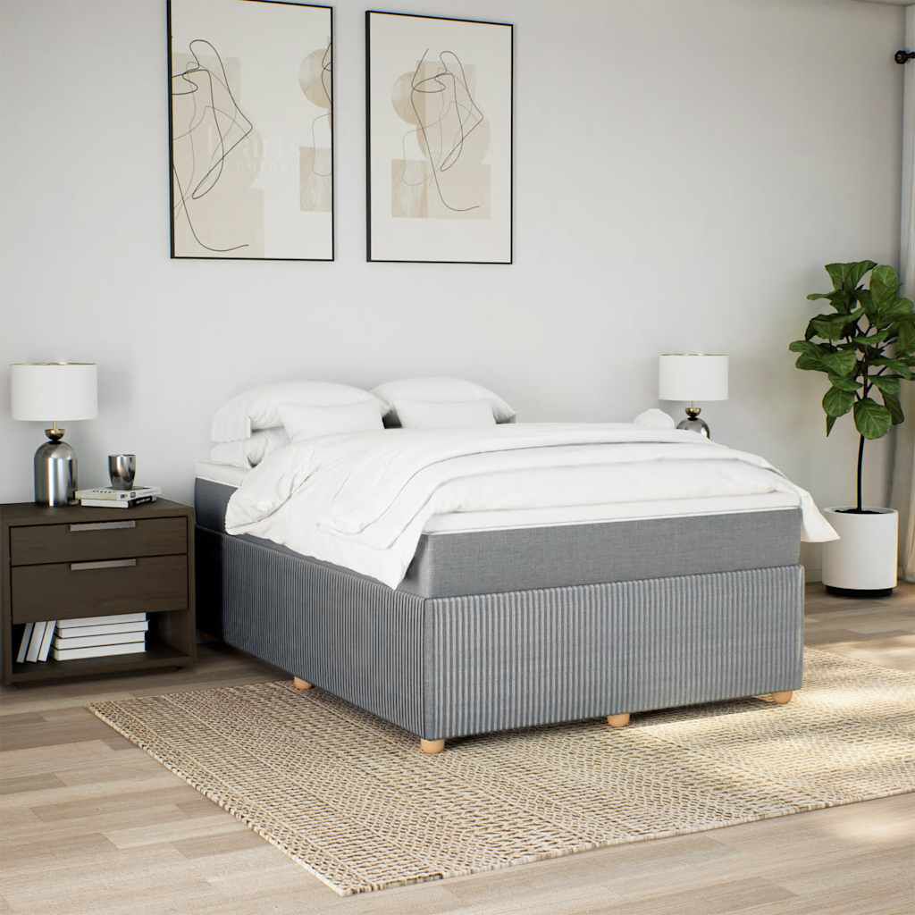 vidaXL Κρεβάτι Boxspring με Στρώμα Ανοιχτό Γκρι 140x200 εκ. Υφασμάτινο