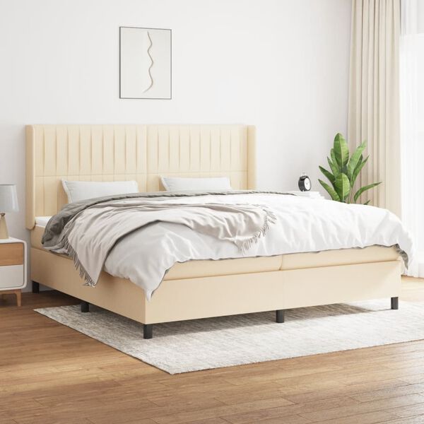 vidaXL &Kappa;&rho;&epsilon;&beta;ά&tau;&iota; Boxspring &mu;&epsilon; &Sigma;&tau;&rho;ώ&mu;&alpha; &Kappa;&rho;&epsilon;&mu; 200x200 &epsilon;&kappa;. &Upsilon;&phi;&alpha;&sigma;&mu;ά&tau;&iota;&nu;&omicron;