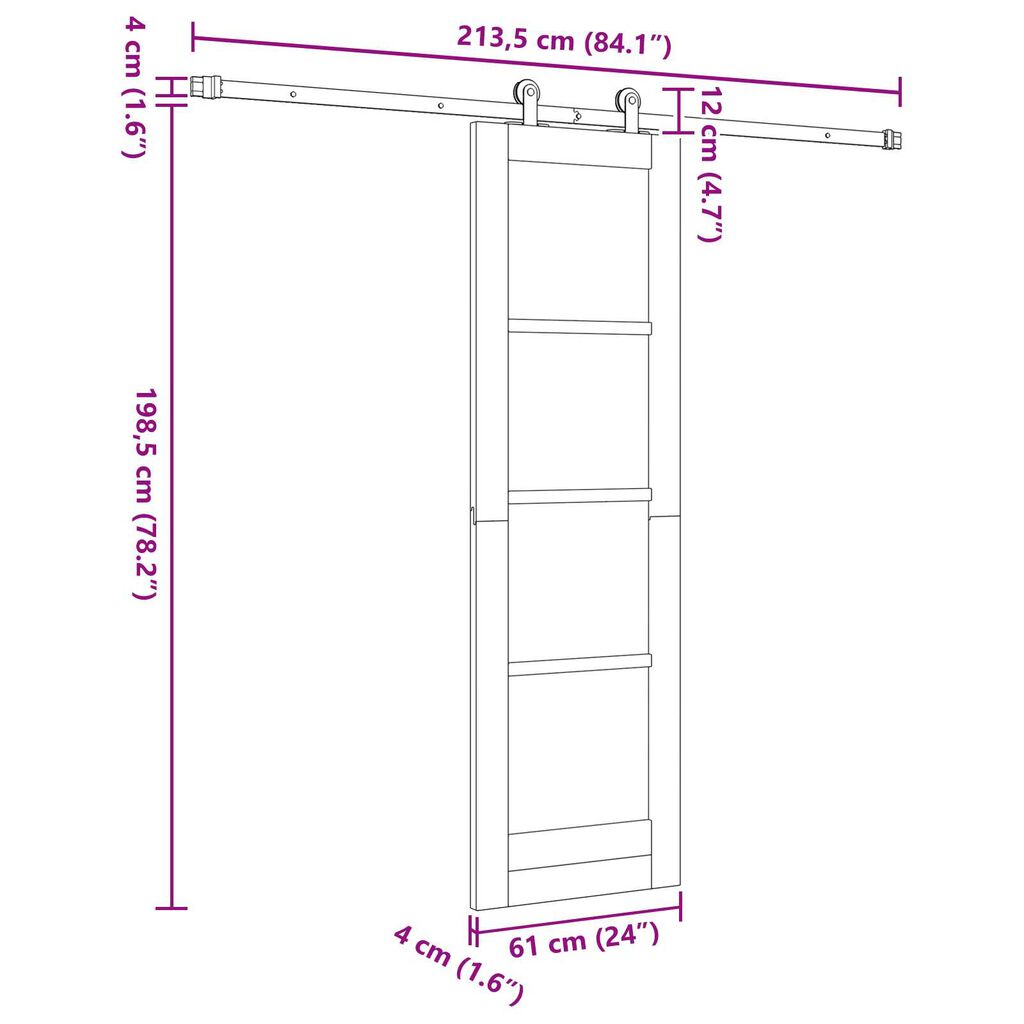 vidaXL Συρόμενη Πόρτα Καφέ 61 x 198.5 εκ. Ξύλο και μέταλλο
