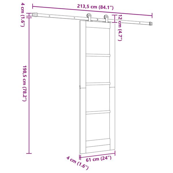 vidaXL Συρόμενη Πόρτα Καφέ 61 x 198.5 εκ. Ξύλο και μέταλλο