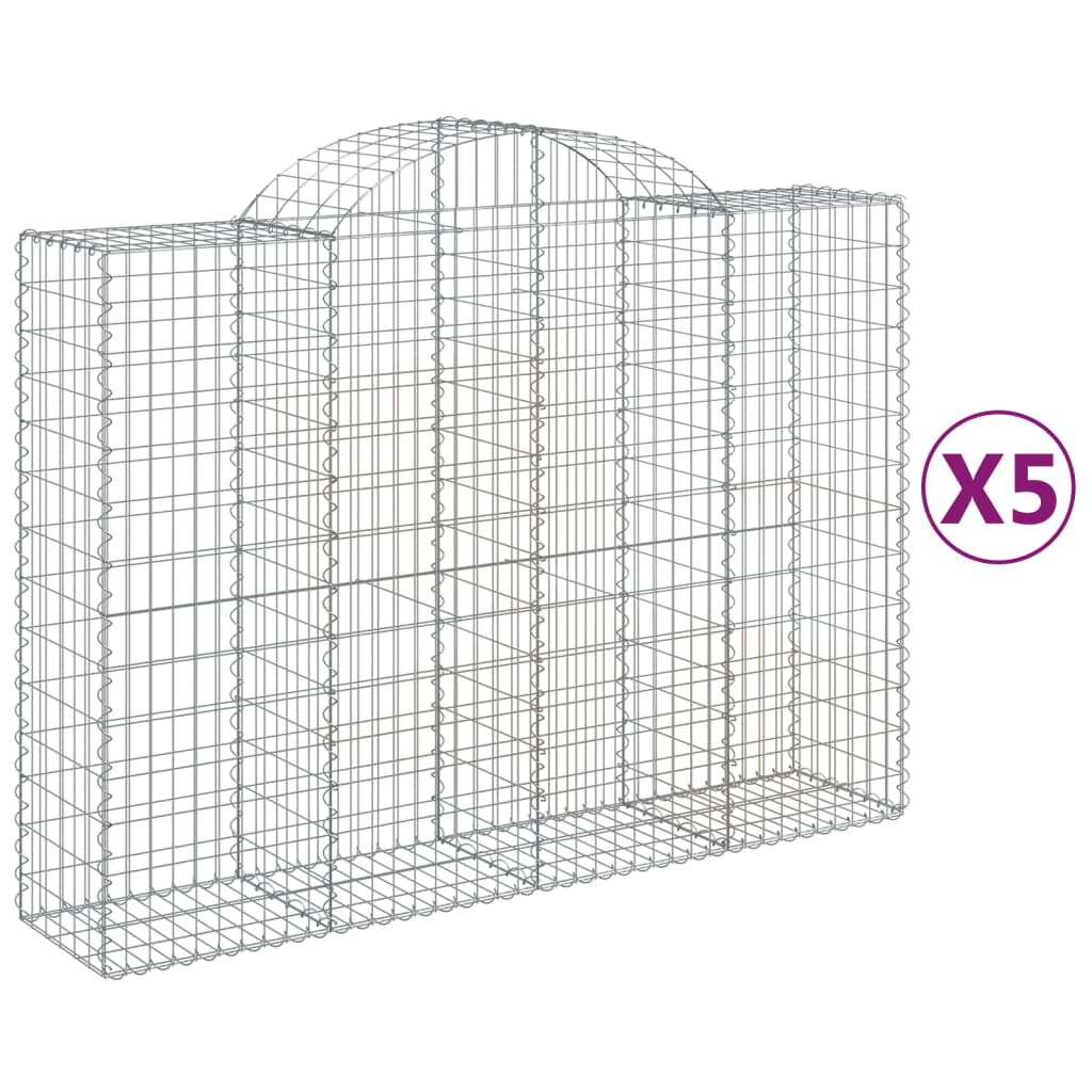 vidaXL Συρματοκιβώτια Τοξωτά 5 τεμ. 200x50x140/160 εκ. Γαλβαν. Ατσάλι